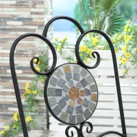 Outsunny Set da Giardino 3 Pezzi, 2 Sedie Pieghevoli e 1 Tavolo, Design a Mosaico, Grigio(m-7)