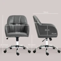 HOMCOM Faux Leather Tub Office Chair, with Wheels - Grey(m-3)