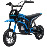 HOMCOM 24V Electric Motorbike 18km/h with Twist Grip Throttle, Enhanced Power and Extended Range - Blue(m-11)