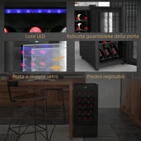 HOMCOM Cantinetta Frigorifero per 18 Bottiglie di Vino con Display Digitale, Luce LED e Controllo Temperatura, Nero(m-9)