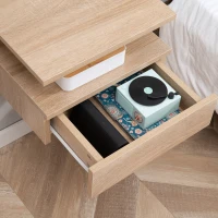 HOMCOM Set de 2 Mesitas de Noche Flotantes con 1 Cajón y Estante Abierto Diseño Moderno Montado en la Pared 35x32x22,5 cm Roble(m-8)