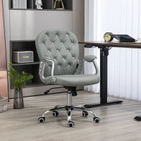 Vinsetto Office Chair Ergonomic 360° Swivel PU Diamante Padded Base 5 Castor Wheels for Home Work Grey(m-2)