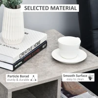 HOMCOM Side Table, 3 Tier End Table with Open Storage Shelves for Living Room, Bedroom, Cement Colour(m-5)