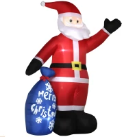 Outsunny  Babbo Natale Gonfiabile con Luci LED Bianche e Gonfiatore Incluso, 146x77x238 cm(m-10)
