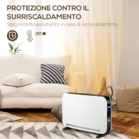 HOMCOM Termosifone Elettrico a 3 Modalità con Timer e Termostato, in Acciaio e Plastica, 60x18.5x39.5 cm, Bianco e Nero(m-4)