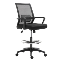 Vinsetto Fauteuil de bureau chaise de bureau assise haute réglable dim. 64L x 59l x 104-124H cm tabouret de bureau pivotant 360° maille respirante noir