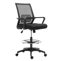 Vinsetto Fauteuil de bureau chaise de bureau assise haute réglable dim. 64L x 59l x 104-124H cm tabouret de bureau pivotant 360° maille respirante noir(m-1)
