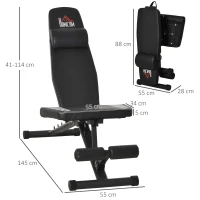 HOMCOM Banco de Pesas Plegable Banco de Musculación Ajustable con Respaldo Inclinable en 6 Posiciones y Reposacabezas para Entrenamiento Cuerpo Completo Gimnasio Carga 120 kg Negro(m-3)