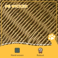 PawHut Elevated Design Wicker Cat House with Washable Cushion, Light Brown(m-5)