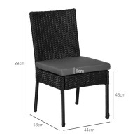Outsunny Set of Four Armless Rattan Garden Chairs - Black(m-3)