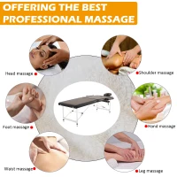 HOMCOM 2 Section Portable Foldable Lightweight Aluminium Massage Table Couch Beauty Bed with FREE Carry Bag Black(m-4)