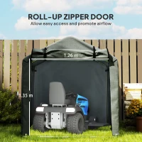Outsunny 2.2 x 1.6 m Garden Storage Tent, Waterproof Anti-UV Bike Tent with Roll-up Zipper Door, Galvanised Outdoor Storage Shelter Carport for Bike, Motorbike, Garden Tools, Dark Grey(m-6)