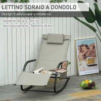 Outsunny Poltrona a Dondolo da Giardino con Poggiatesta e Tasca Laterale, 150x62x88 cm, Nero e Grigio(m-7)