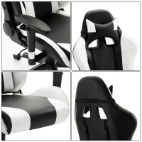 HOMCOM Fauteuil de bureau manager grand confort style baquet Racing pivotant inclinable avec coussins blanc noir(m-9)