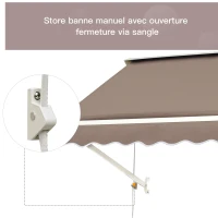 Outsunny Store banne Manuel Inclinaison réglable Aluminium Polyester imperméabilisé 70L x 180l cm Taupe Clair(m-6)