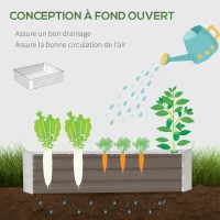 Outsunny Lit de jardin surélevé carré potager en acier galvanisé protection contre mauvaises herbes 120 x 90 x 30 cm argent(m-6)