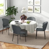 HOMCOM Lot de 2 chaises de salle à manger assise rembourrée en tissu aspect lin pieds en acier stable design moderne gris(m-7)