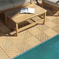 Outsunny 27 Pcs Wooden Interlocking Decking Tiles, 30 x 30 cm Anti-slip Outdoor Flooring Tiles, 0.81㎡ per Pack, All Weather Use for Patio, Balcony, Terrace, Hot Tub, Yellow(m-7)
