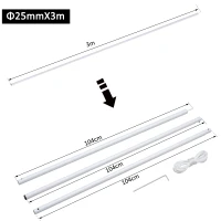 Outsunny 3(m) Awning Sail Shade Canopy Pole Kit Adjustable Pole With Rope Metal - White(m-3)