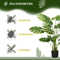 HOMCOM Lot de 2 plantes artificielles Monstera deliciosa avec pot inclus, hauteur 120 cm, pour interieur, décoration(m-6)
