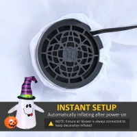HOMCOM 1.2m Witch Ghost Halloween Inflatable Decoration w/ LED Lights Fan Accessories Pumpkin Lantern Kids Adult Fun Weather-Resistant Indoor Outdoor Seasonal(m-7)
