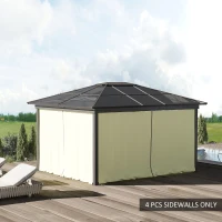 Outsunny Replacement Gazebo Curtains 4-Panel Sidewalls with Zipper for 3 x 3 (M) Yard Gazebos Canopy Tent, Beige(m-10)