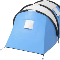 Outsunny Tenda da Campeggio 2 Posti Impermeabile con 2 Stanze Borsa di Trasporto, 220x450x180 cm, Blu(m-9)