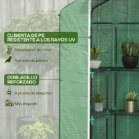 Outsunny Invernadero con 1 Puerta 2 Ventanas y Estantes de 2 Niveles en Forma de U para Cultivo de Plantas 140x73x190 cm Verde(m-5)