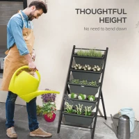 Outsunny 5-Tier Vertical Raised Garden Planter with 5 Container Boxes, Outdoor Plant Stand for Vegetable Flowers, Grey(m-5)