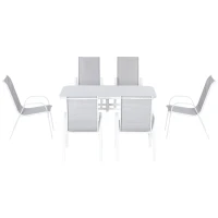 Outsunny Seven-Piece Outdoor Dining Set - Grey(m-11)