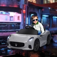 AIYAPLAY Voiture électrique pour enfants sous licence Maserati Gran Turismo Folgore, 12V avec télécommande, de 3 à 5 ans, gris(m-2)