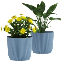 Outsunny Set of Two Ф22cm Planters - Blue(m-11)