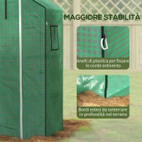 Outsunny Copertura PE per Serra da Giardino con Porta a Cerniera e Finestre, 140x73x190cm, Verde(m-7)