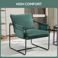 HOMCOM Minimal Padded Accent Chair, with Pockets - Green(m-4)
