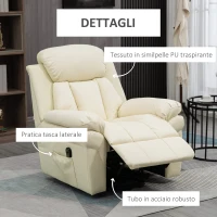 HOMCOM Poltrona Relax Alzapersona Elettrica con Imbottitura Spessa e Telecomando, 96x93x105cm, Crema(m-6)