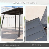 Outsunny Rectangle Garden Table with Slat Top, Steel Frame, Outdoor Table for 6 Person, 150 x 80 x 74 cm, Black(m-6)