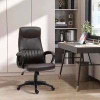Vinsetto Sedia da Ufficio Ergonomica, Sedia Girevole con Schienale Alto e Dondolo, Altezza Regolabile e Ruote, 61.5x66x113-123cm, Marrone(m-2)