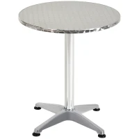 HOMCOM Aluminum Bistro Bar Table Round Tabletop Dining Wine Pub Stainless Steel 2 Height Settings 70cm/110cm(m-1)