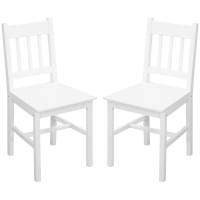HOMCOM Lot de 2 chaises de salle à manger en bois massif chaise de cuisine dossier lattes esprit campagne blanc