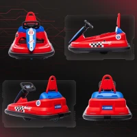 HOMCOM 6V Electric Kids Bumper Car, 6V Spin Waltz Car, with Music, Horn, Lights - Red(m-8)