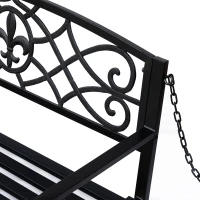 2 Seater Swing Seat Bench, Metal Garden Swing Chair with Chains, Weather Resistant, for the Patio, Yard, Deck and Yard, Black(m-9)
