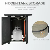 Outsunny Propane Gas Fire Pit Table, 50000BTU Smokeless Firepit Outdoor Patio Heater with Tempered Glass Tabletop, Cover, Glass Beads and Lid, 109cm x 56cm x 64cm, Black(m-5)