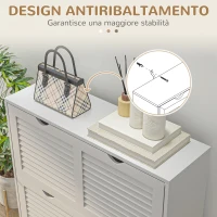 HOMCOM Mobile Scarpiera Salvaspazio in Legno per 16 Paia di Scarpe con 2 Ante a Ribalta, 81.5x25x83cm, Bianco(m-7)