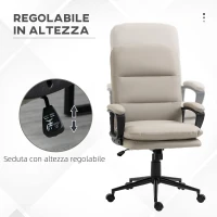 Vinsetto Poltrona da Ufficio con Doppia Imbottitura e Altezza Regolabile in Finta Pelle PU, Grigio Chiaro(m-4)