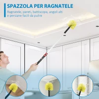 HOMCOM Kit di Pulizia per Casa e Ufficio con Asta, Spolverino per Ragnatele, Spolverino in Microfibra e Spolverino per Ventilatore(m-5)
