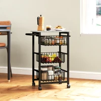 HOMCOM Carrito Verdulero para Cocina con 3 Cestas Deslizables y Marco de Acero 49,5x31x69 cm Gris Claro(m-7)