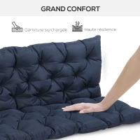 Outsunny Coussin Matelas Assise Dossier pour Banc de Jardin balancelle canapé 3 Places Grand Confort 150 x 98 x 8 cm Bleu(m-5)