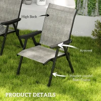 Outsunny Set of Four Folding Outdoor Chairs - Black/Grey(m-6)