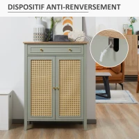HOMCOM Meuble à chaussures meuble de rangement à chaussures meuble d'entrée avec 2 portes effet cannage tiroir 80 x 40 x 110 cm(m-7)