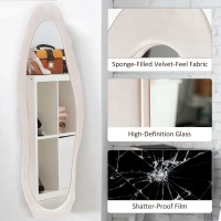 HOMCOM Wavy Velvet-Feel Full Length Mirror - Light Pink(m-5)